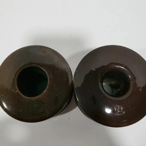 Vintage Set of 2 Ceramic  Brown Glazed Insulators. - Picture 3 of 5
